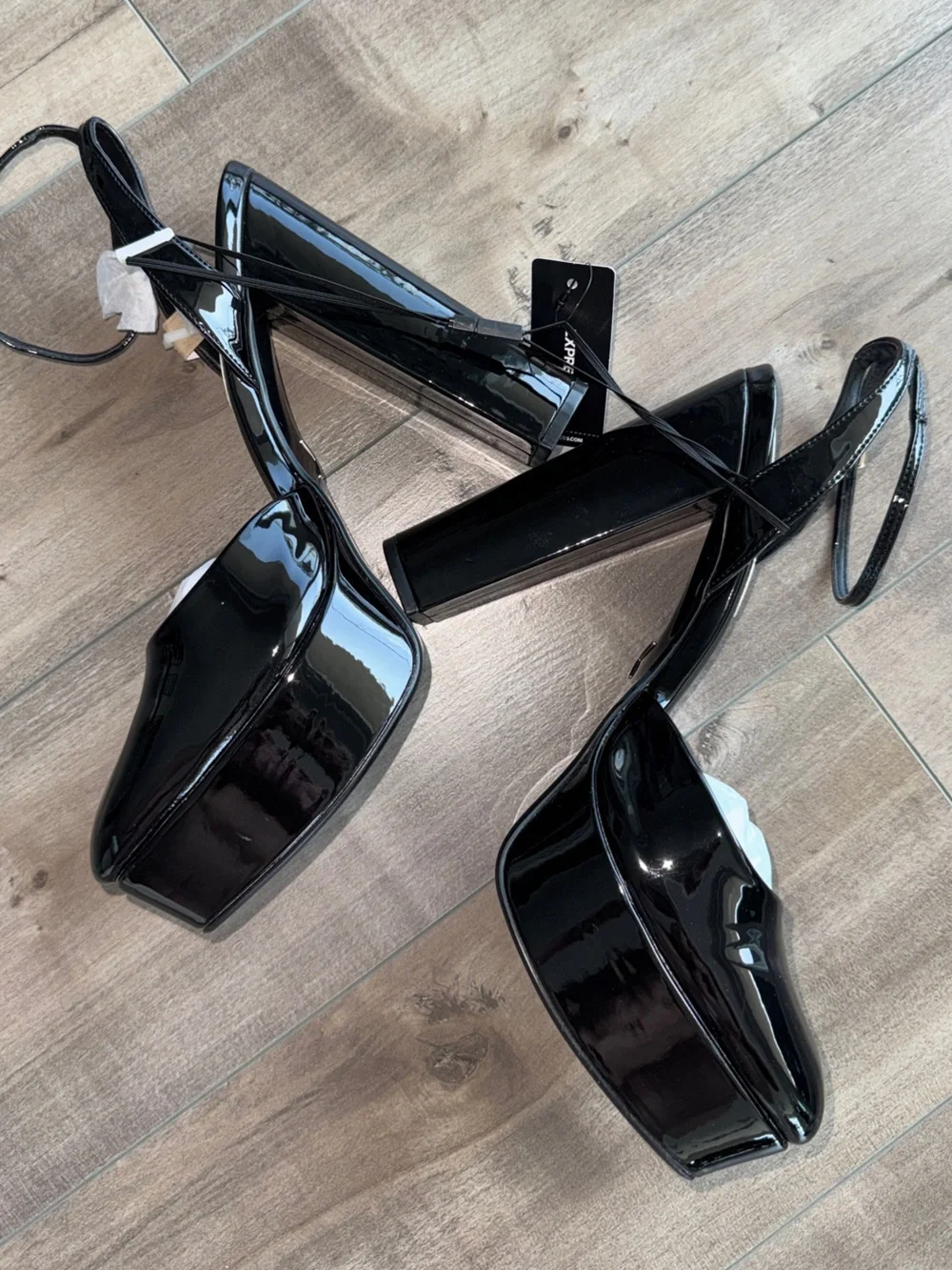 Express Black Patent Platform Pumps